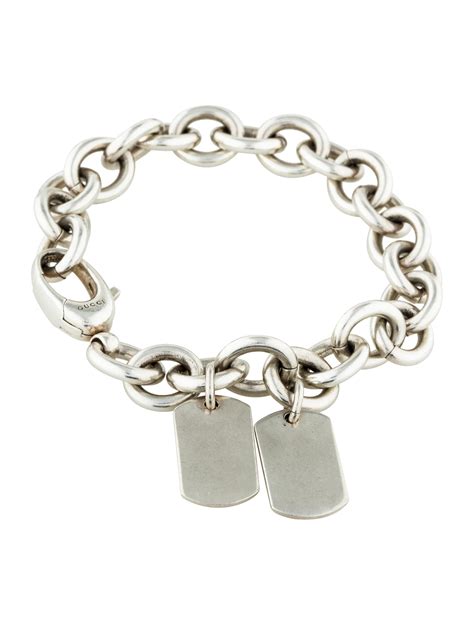 gucci silver dog tag bracelet|Gucci dog tag necklace men's.